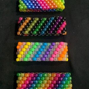 Diagonal Stripe Kandi Cuff Bracelet